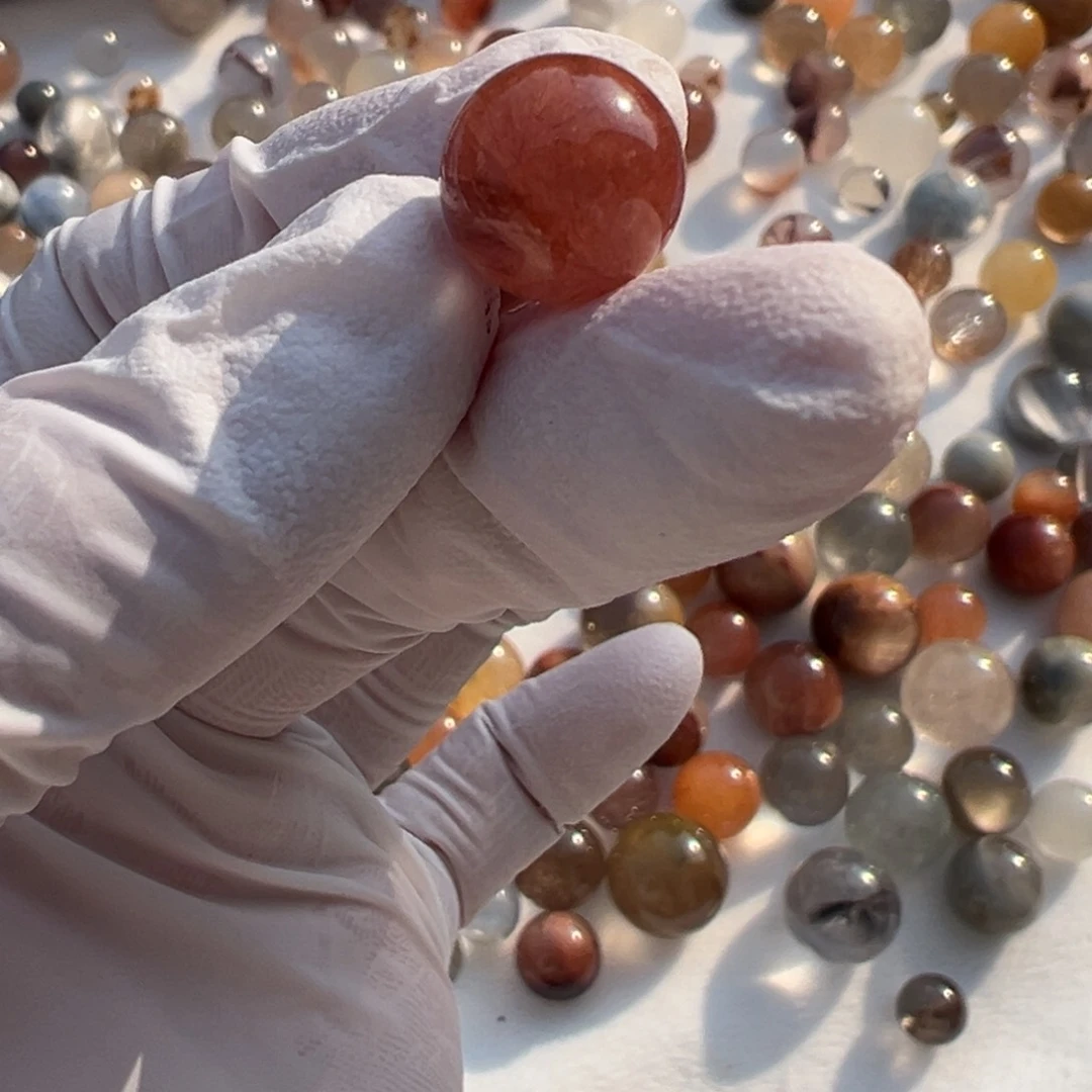 水晶水晶兔毛单珠11mm定制打孔不退换未镶嵌新*