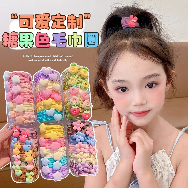 儿童可爱高马尾不伤发毛巾圈女童甜美发圈头绳扎头发皮筋上学发饰