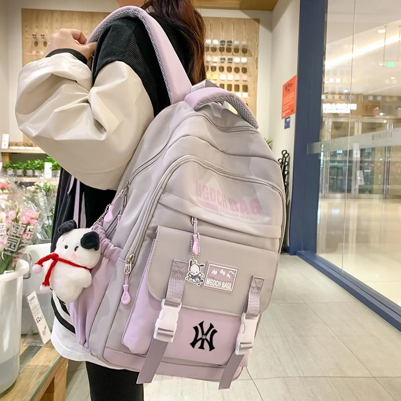 书包女生大学生高中学生初中生大容量背包小学生撞色双肩包