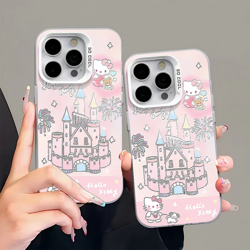 欧克里里彩银梦幻城堡凯蒂适用苹果16手机壳华为oppo小米15vivo套