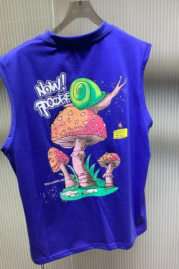 D635蓝色青少年时尚潮流休闲背心T恤