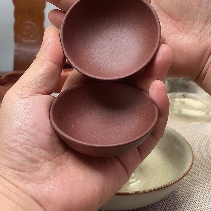 茶杯紫砂50cc中槽清小茶碗一对