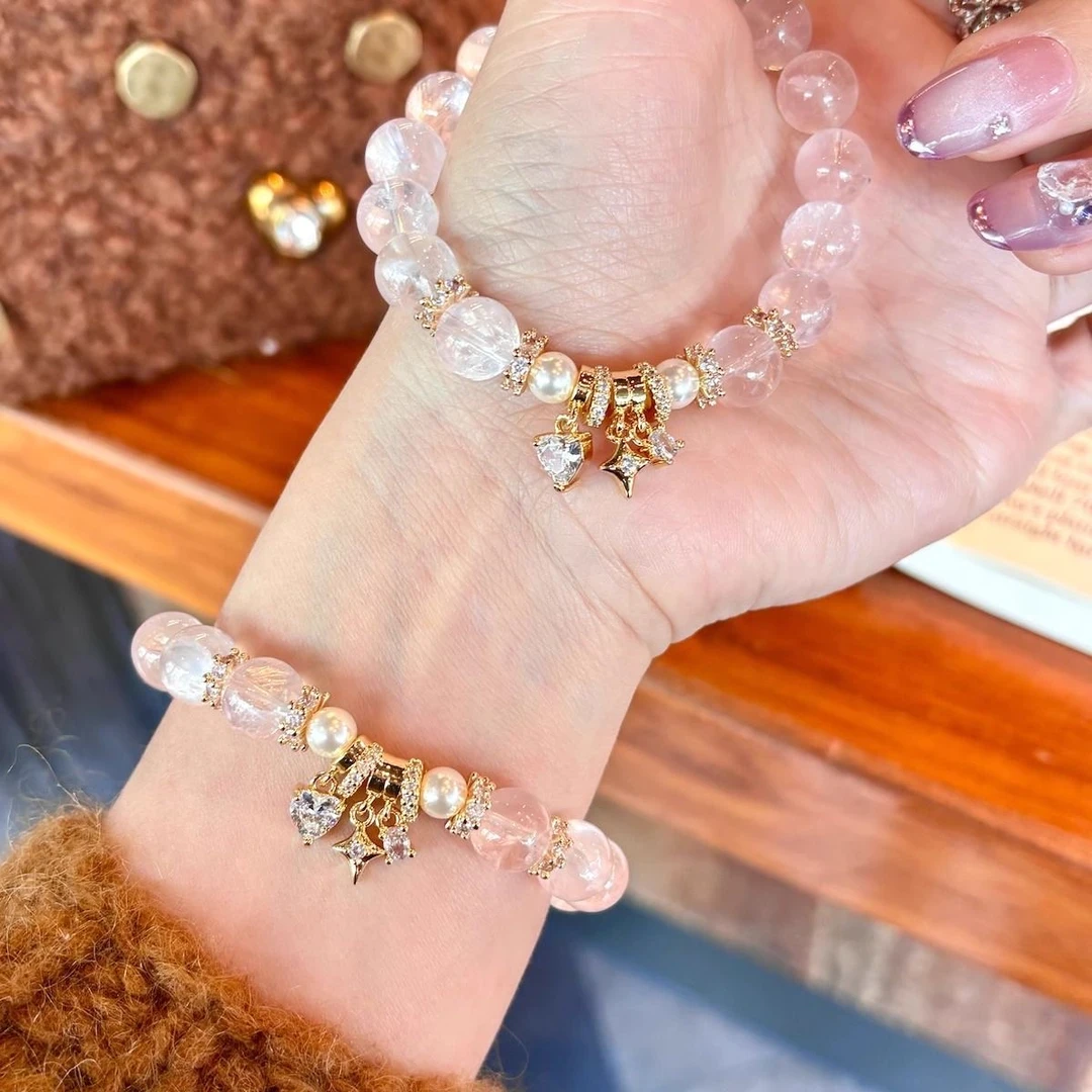 【金粉世家2.0】天然粉水晶手串招桃花爱情旺人缘转运水晶串珠手链