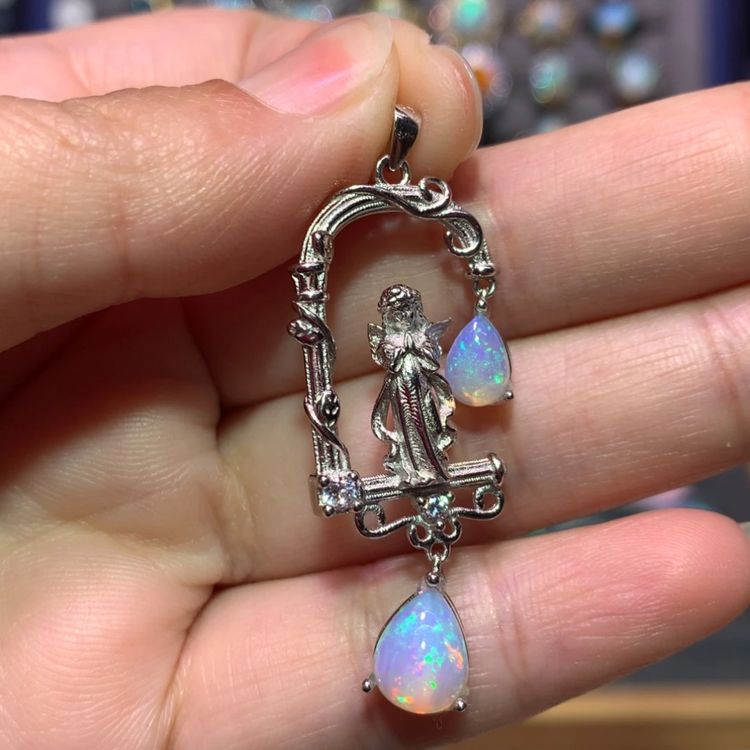 银S925镶嵌欧泊吊坠款式