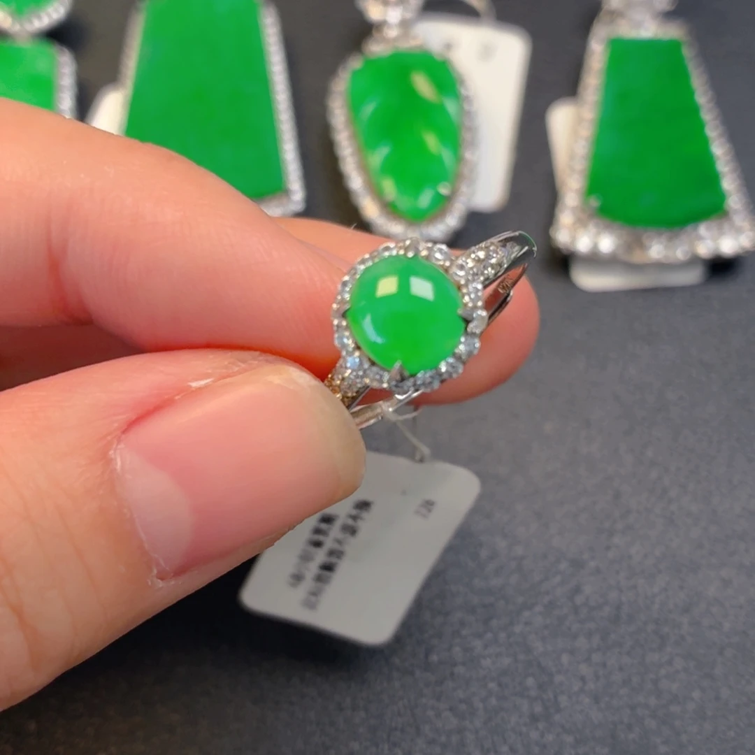 翡翠银S925镶嵌吊坠(不含链)戒指