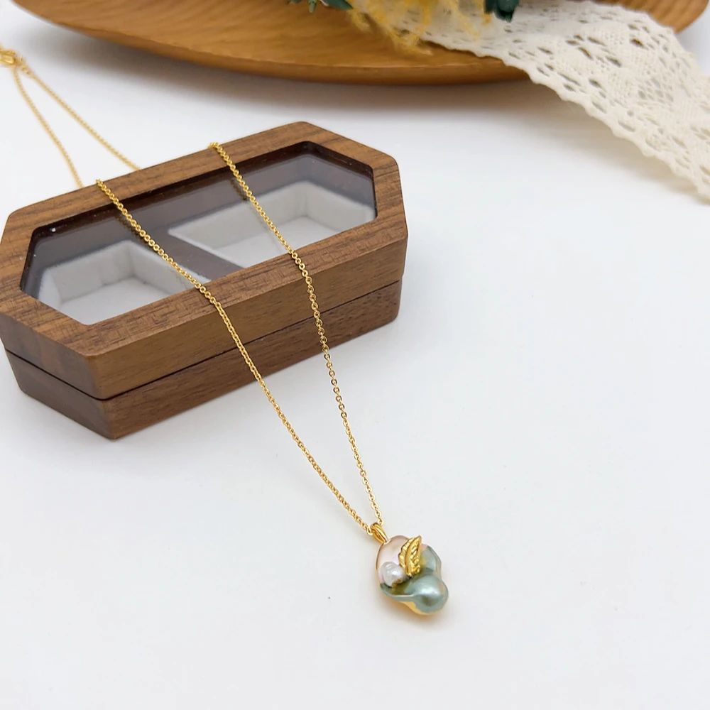 铜合金项链 02691 HOA 油画风滴油随形珠子项链 长度44+5cm左右