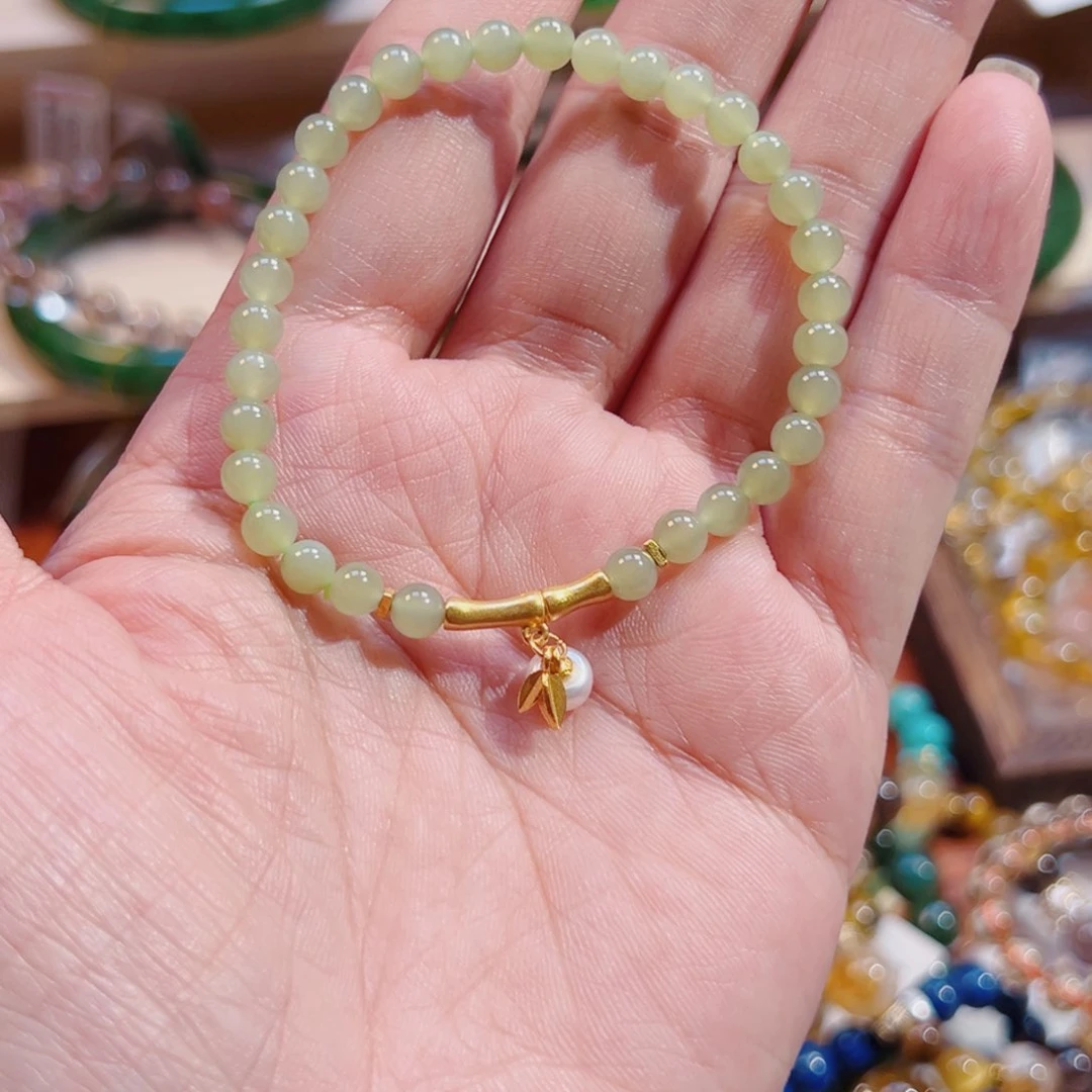 和田玉（碧玉）手链未镶嵌小****e