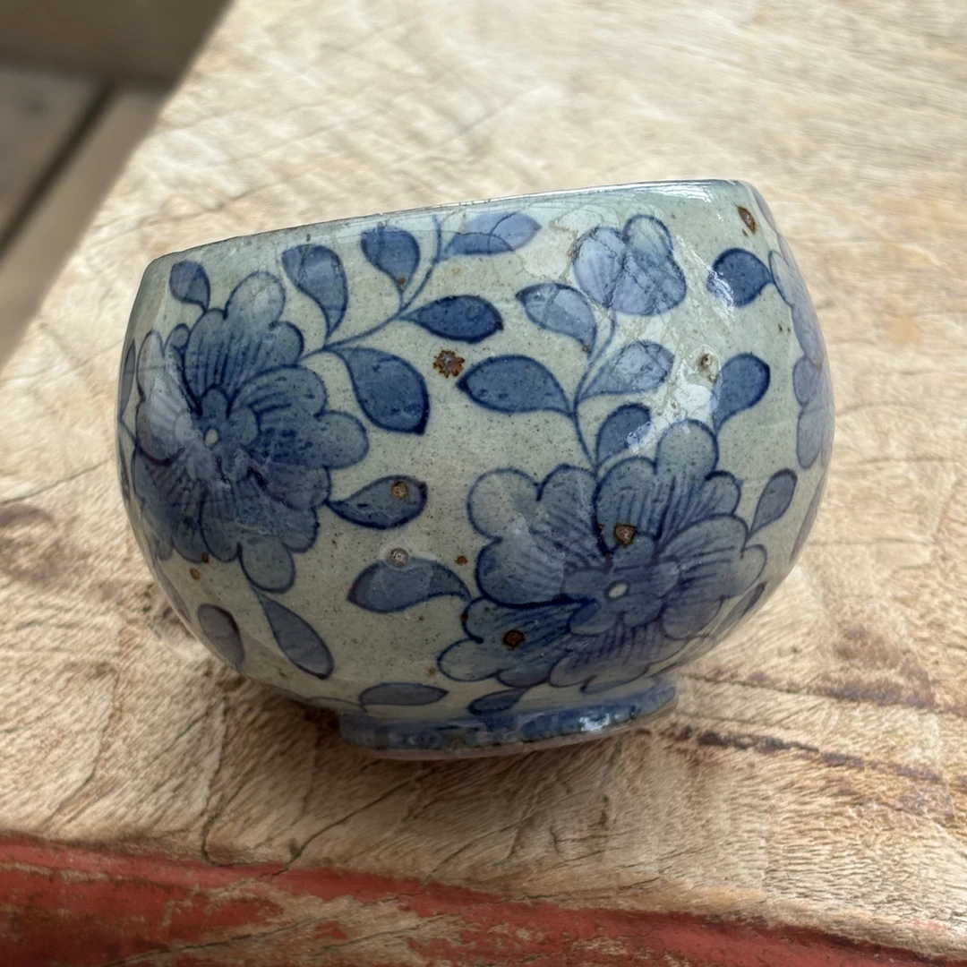 【若玉古美】小兰花手握茶杯180ml左右手工手绘釉下彩