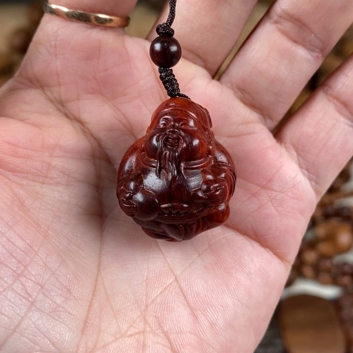 檀香紫檀（小叶紫檀）把件小叶紫檀财神钥匙扣手机挂