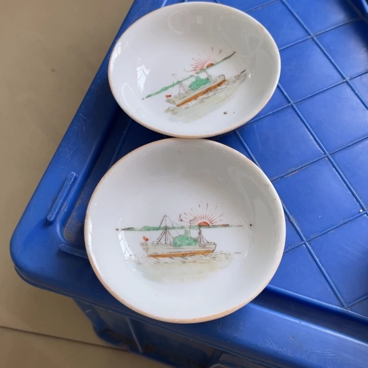 飞***见轮船花纹茶具小摆件