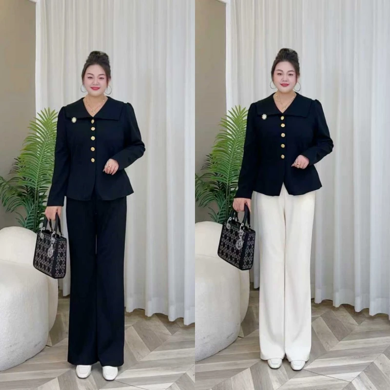 【上新仅裤子】MJ9467梅姐新款时尚百搭显瘦休闲裤大码裤子