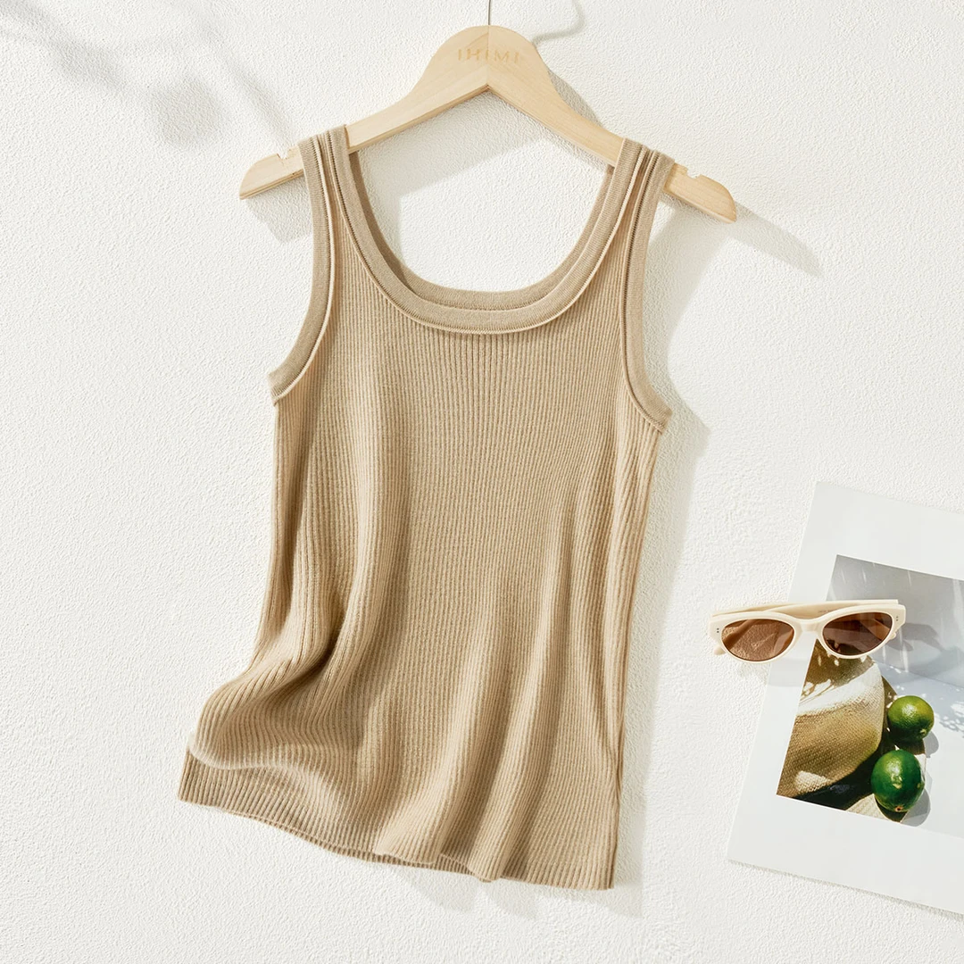 IHIMI/海谧【直播】绵羊毛针织吊带25夏基础百搭宽肩带背心女05790