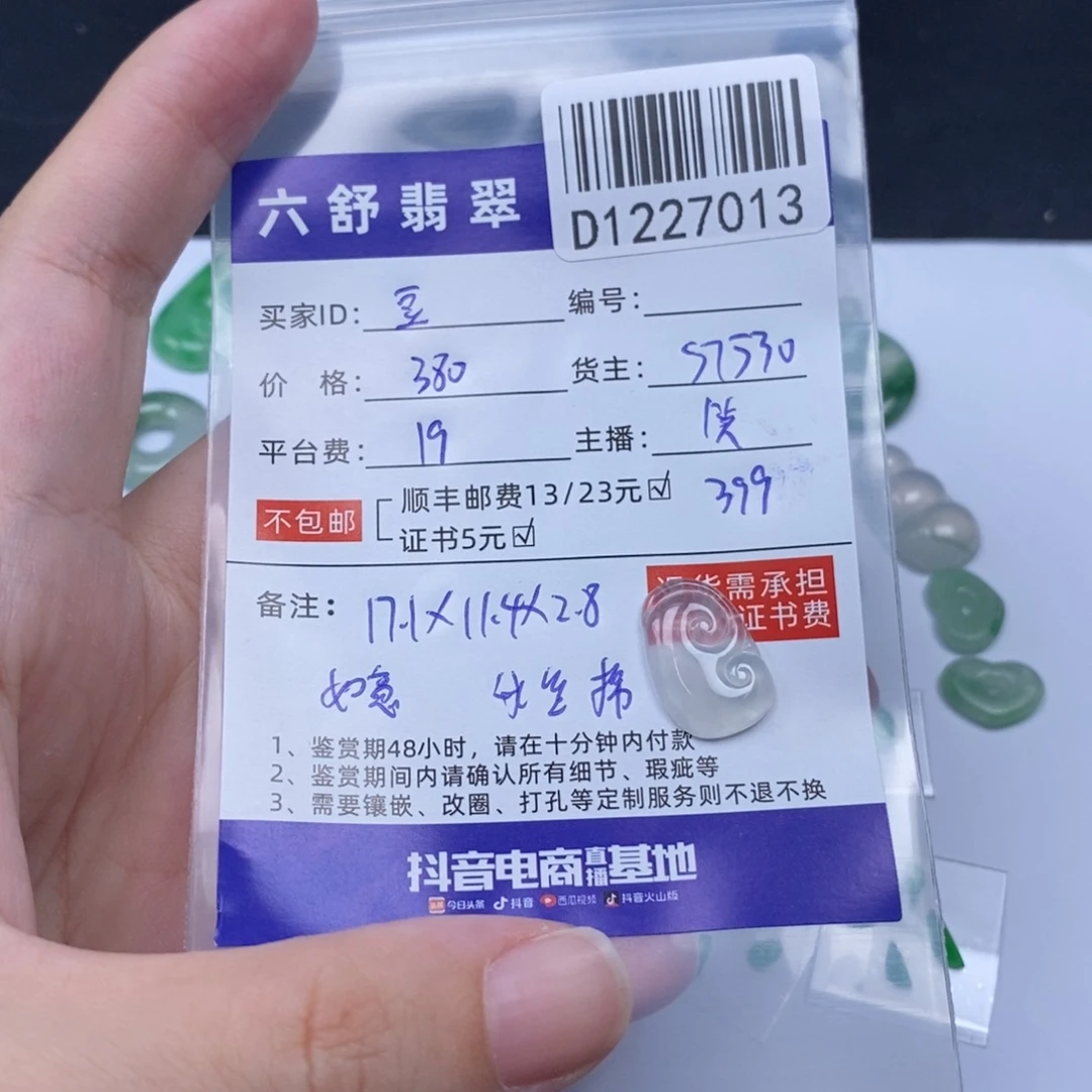 豆****翡翠未镶嵌吊坠(不含链)D1227013