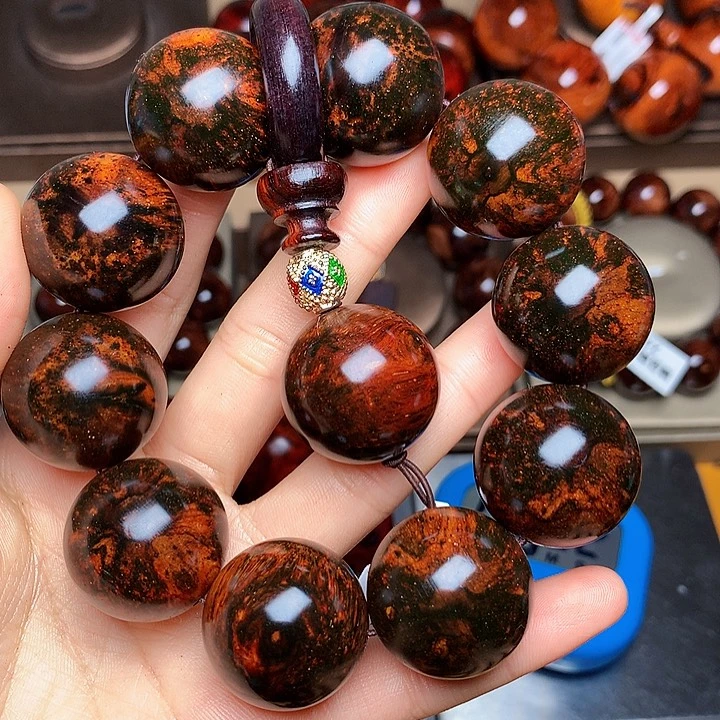 花梨木类手串/手链七**照老挝花梨风化料土埋料2.5