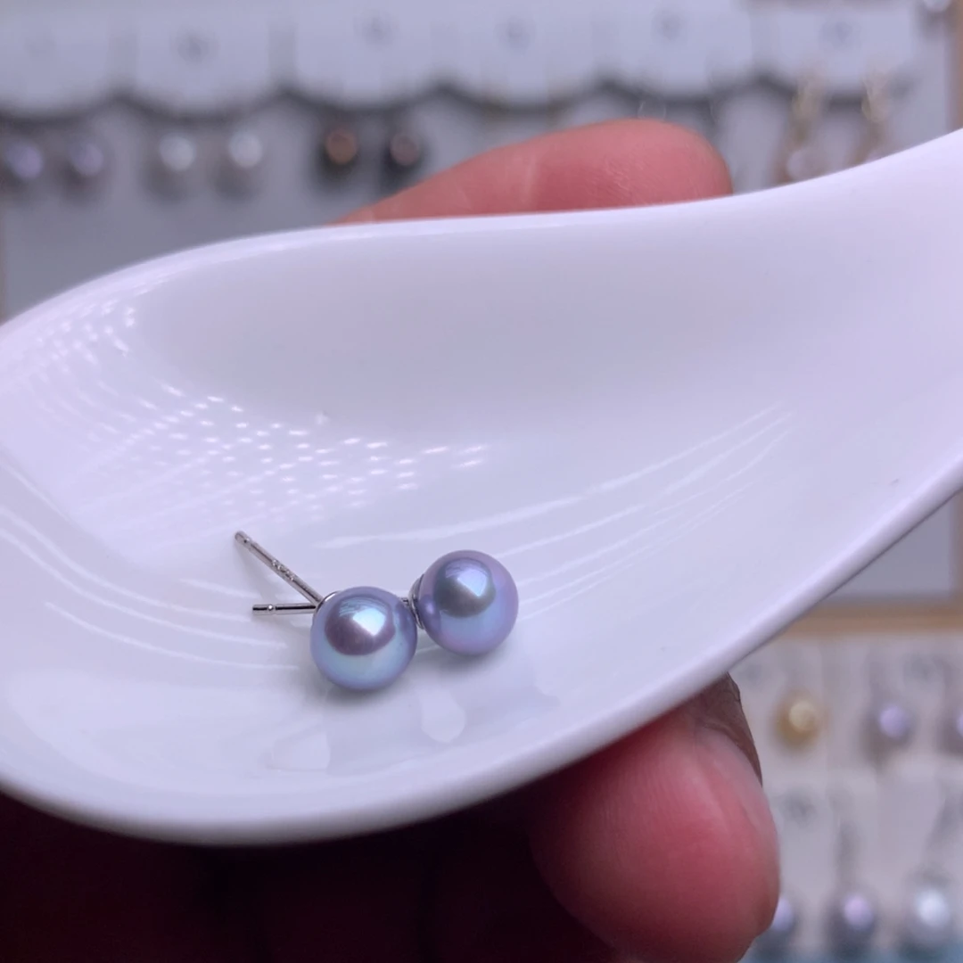 银S925镶嵌耳饰淡水珍珠