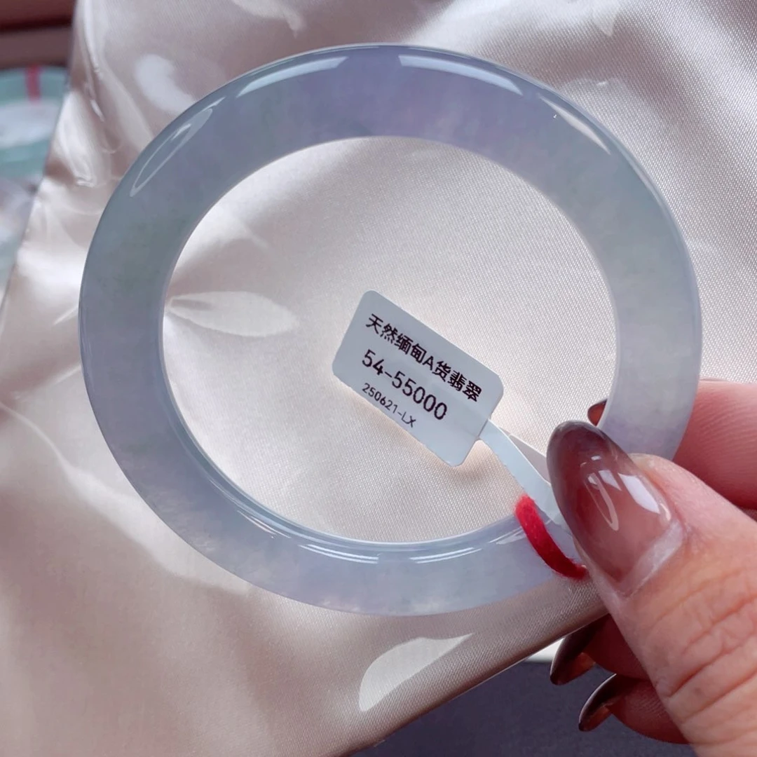 翡翠手镯未镶嵌冰透起荧光流光溢彩54.3大万品质 敏 08