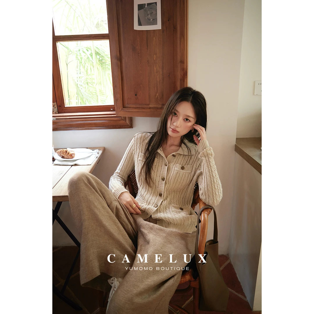 【Camelux线】老钱绞花针织开衫 奢牌同源同料|定制100高捻 QHA3017
