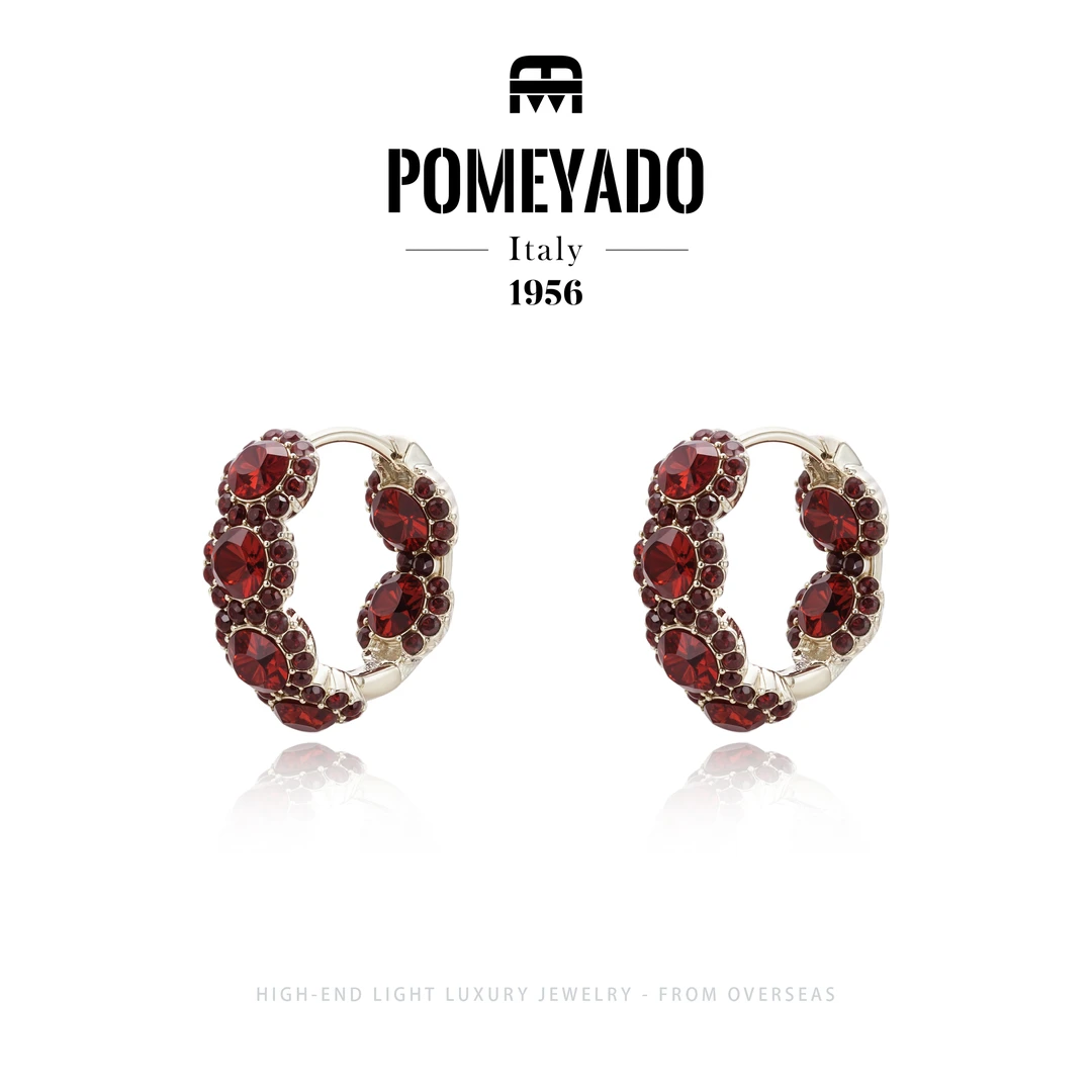 【微醺玫瑰】Pomeyado艺术款满镶时尚耳钉F5044