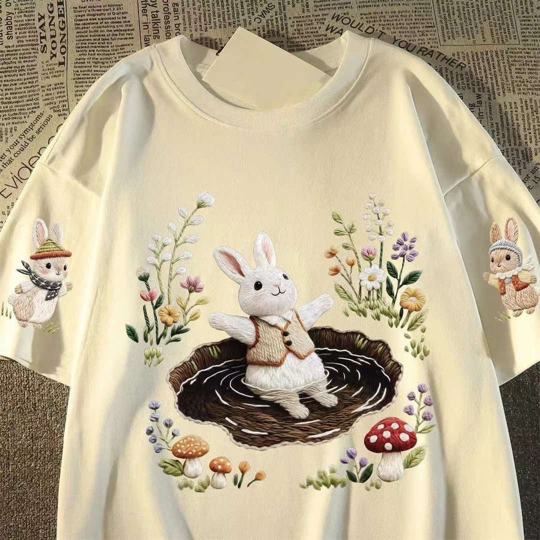 印花纯棉圆领短袖T恤上衣休闲