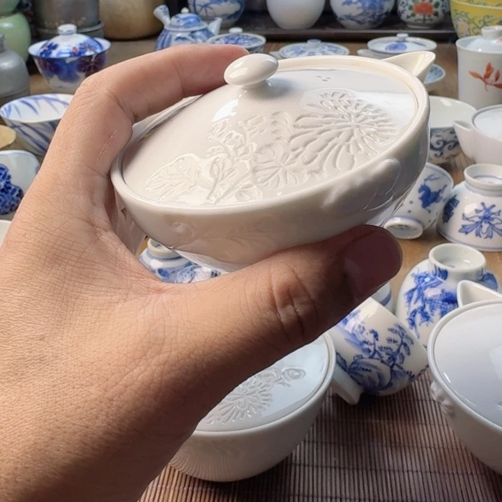 跺***猫青花瓷器杯子茶具