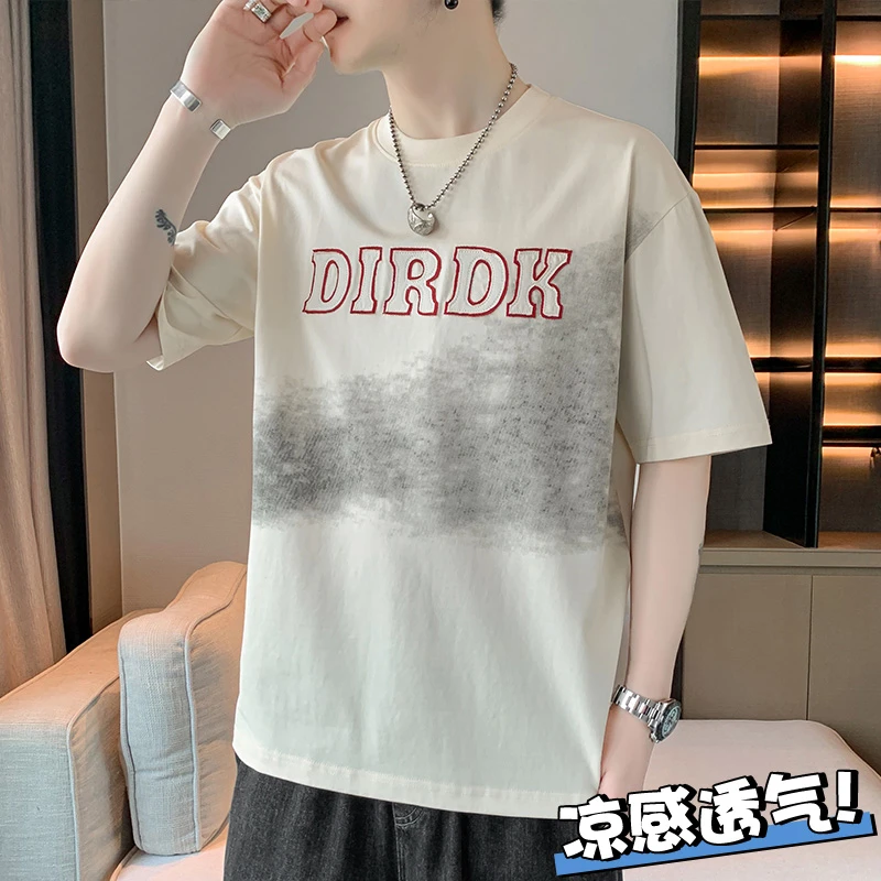 玛斯柏索罗娜凉感短袖T恤男士夏季新款潮流百搭宽松休闲圆领上衣