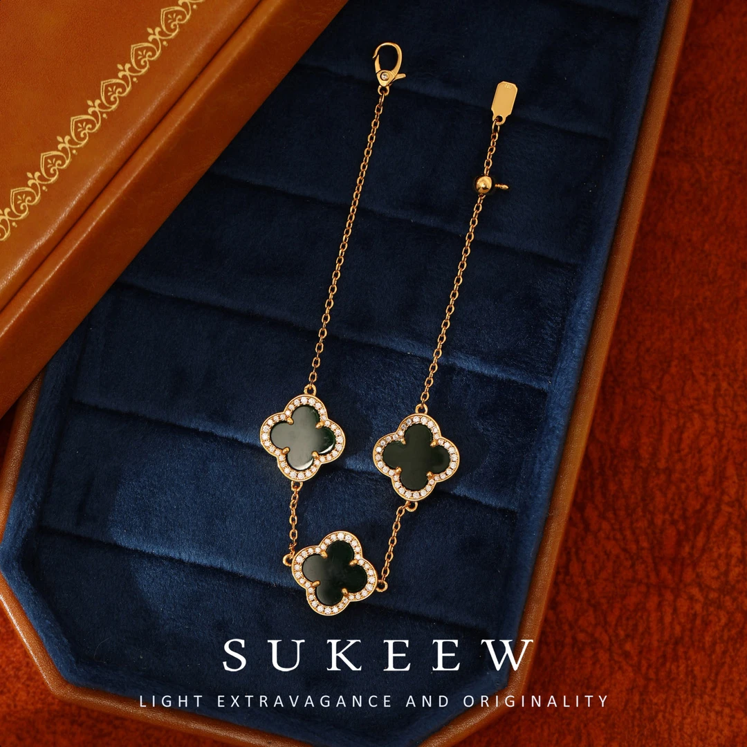 SUKEEW/酥可【星叶绿影】轻奢三花优雅气质手链290104