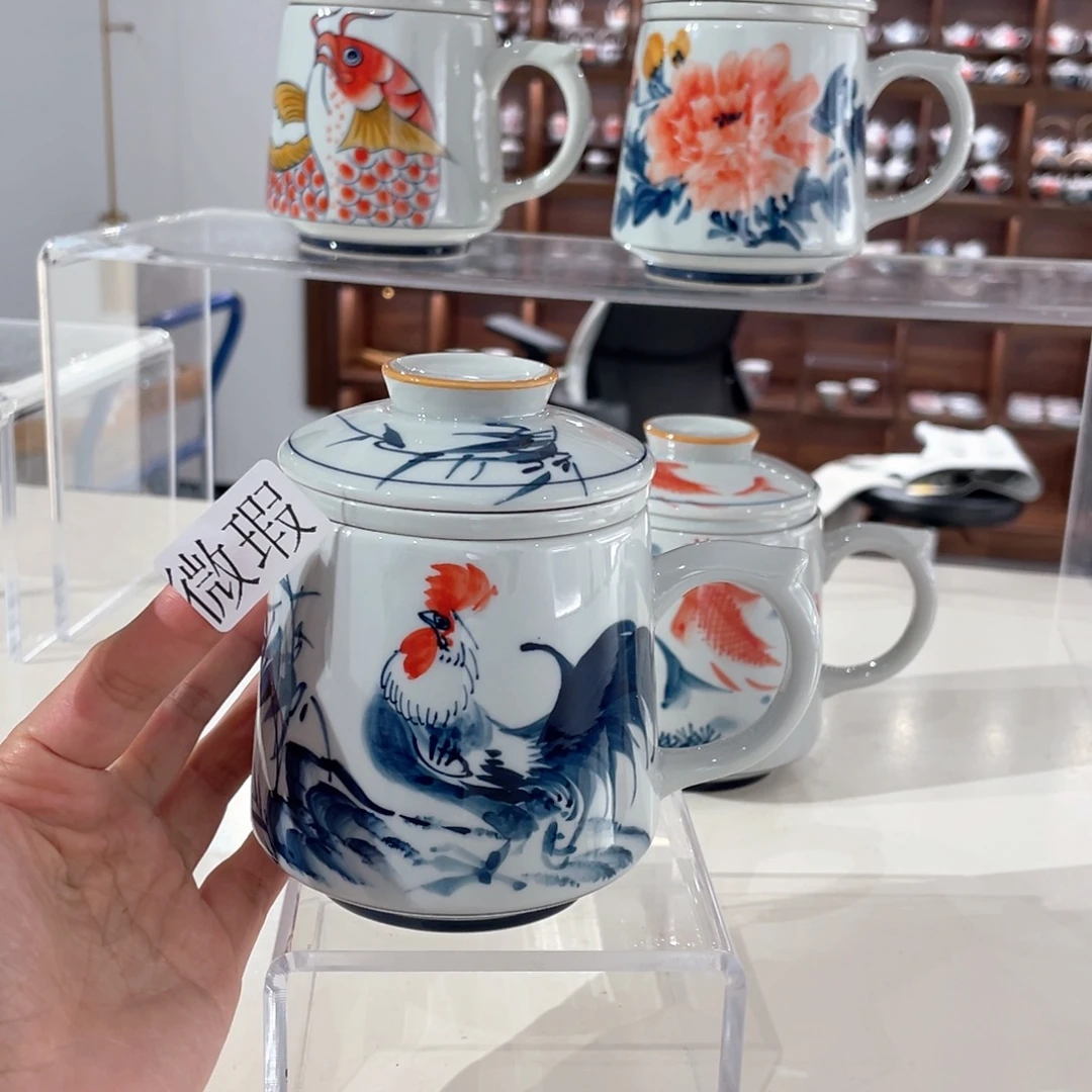 釉下手绘茶具微瑕