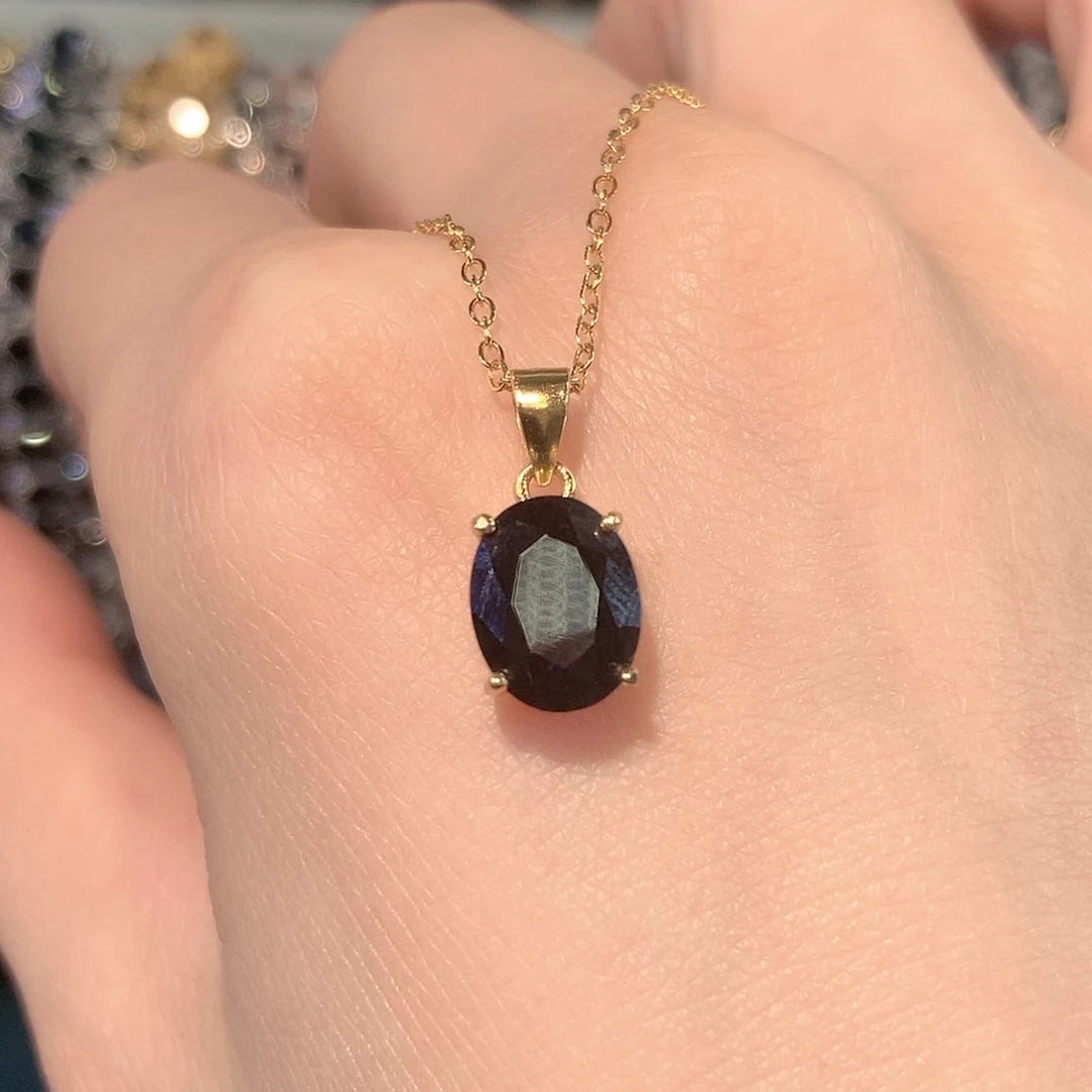 蓝宝石颈饰银S925镶嵌