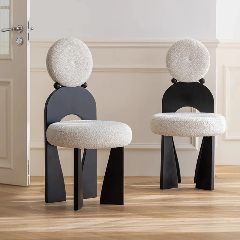 【宇翊臻品牌】法式中古风全实木餐椅家用奶油风耳环椅梳妆椅靠背椅