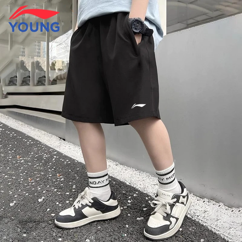 李宁男童短裤2025夏季新款宽松潮流速干裤儿童运动透气薄款五分裤