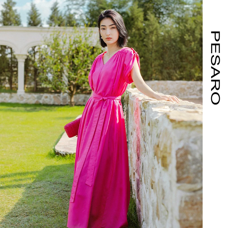 PESARO蕙玲夏季长款女装时尚优雅气质亲肤舒适真丝收腰4109-2128