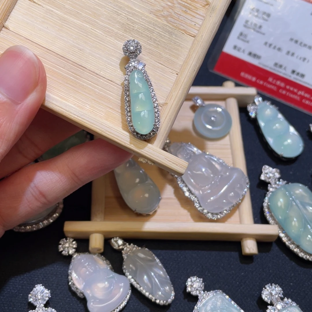 虾***眼翡翠银S925镶嵌吊坠(不含链)