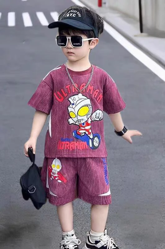 奥特曼男童夏装套装2025洋气新款儿童衣服宝宝夏季短袖两件套帅气