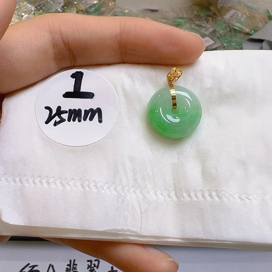 翡翠18K金镶嵌吊坠(不含链)翡翠