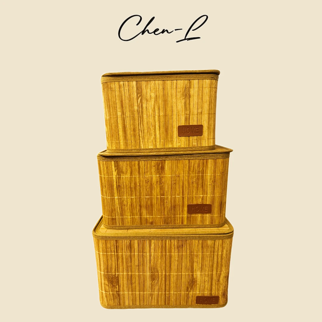 chen-L楠竹手编收纳箱零食玩具收纳筐换妆品收纳盒（3只）