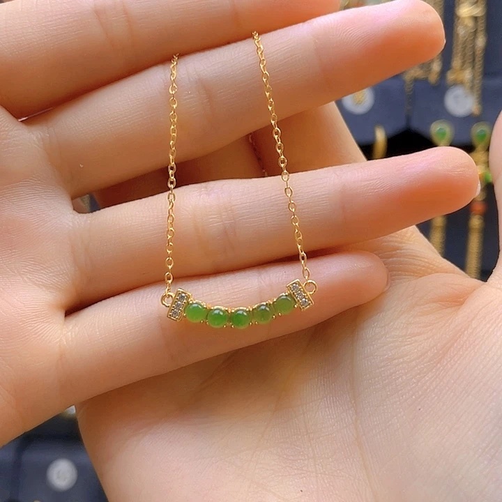 和田玉银S925镀金镶嵌颈饰