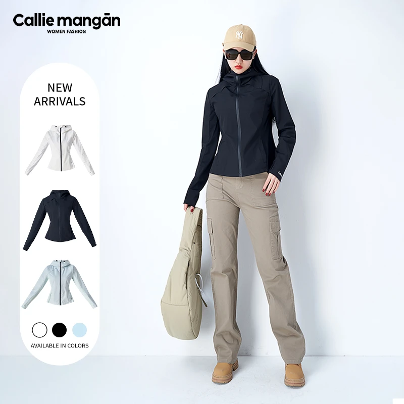 Callie mangan/凯丽梅根冲锋衣连帽防泼水登山运动防晒衣户外修身