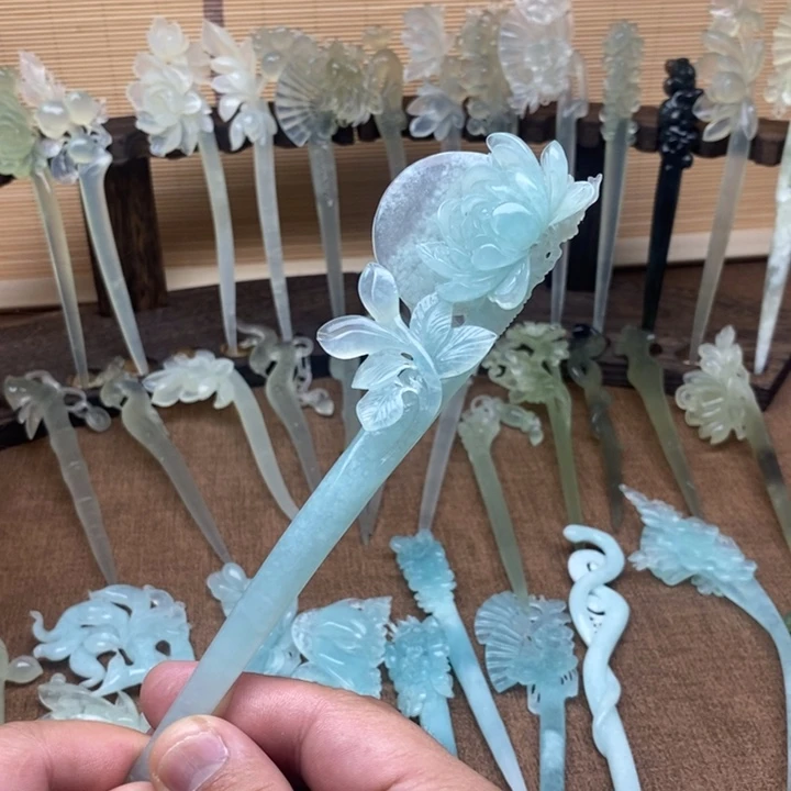 蛇纹石玉未镶嵌发簪