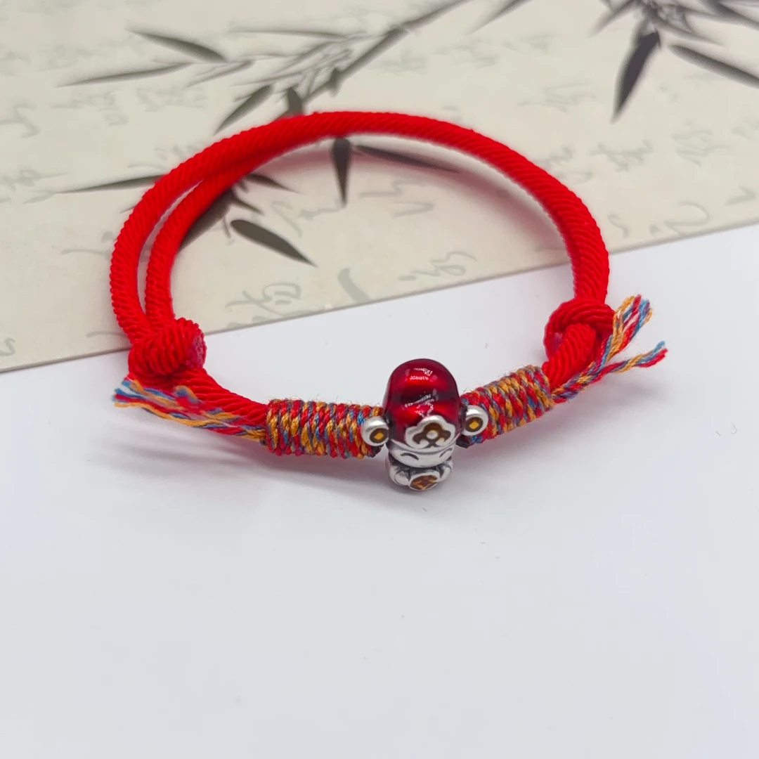 足银手链 纯银足银2025本命年财神状元红绳手链编织绳脚链礼物