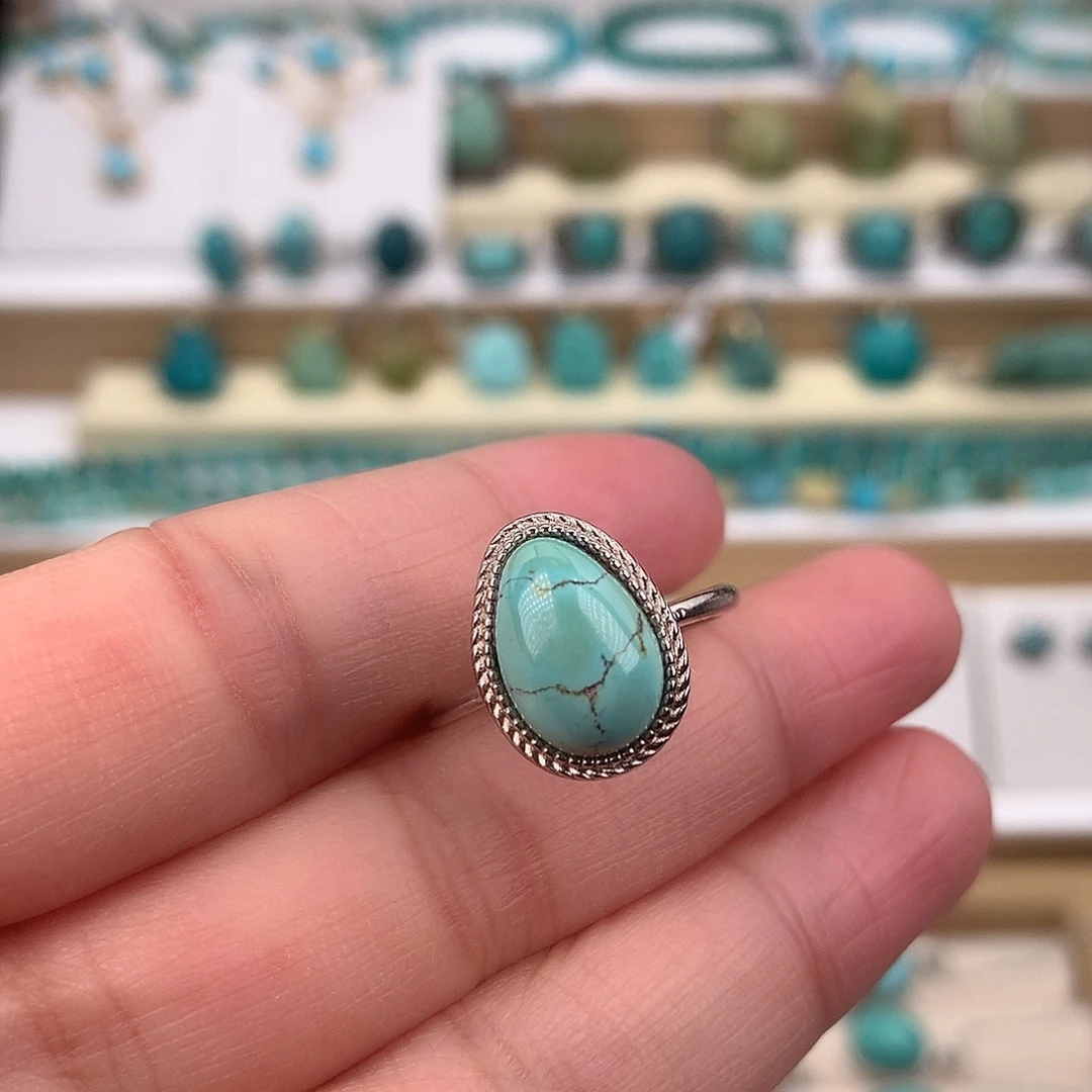 绿松石银S925镶嵌戒指