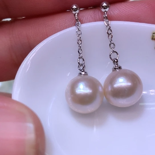 银S925镶嵌耳饰淡水珍珠