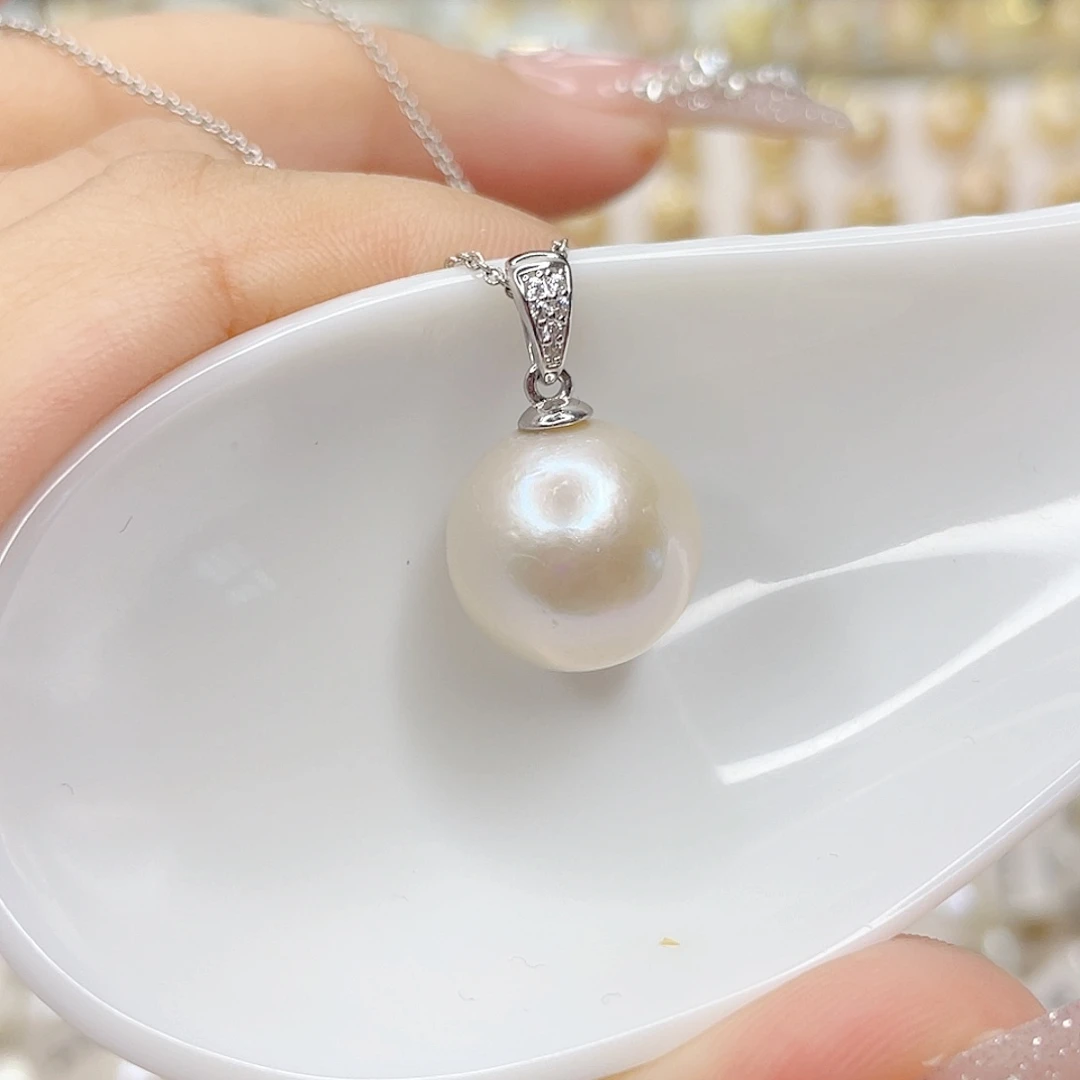 淡水珍珠银S925镶嵌吊坠(不含链)