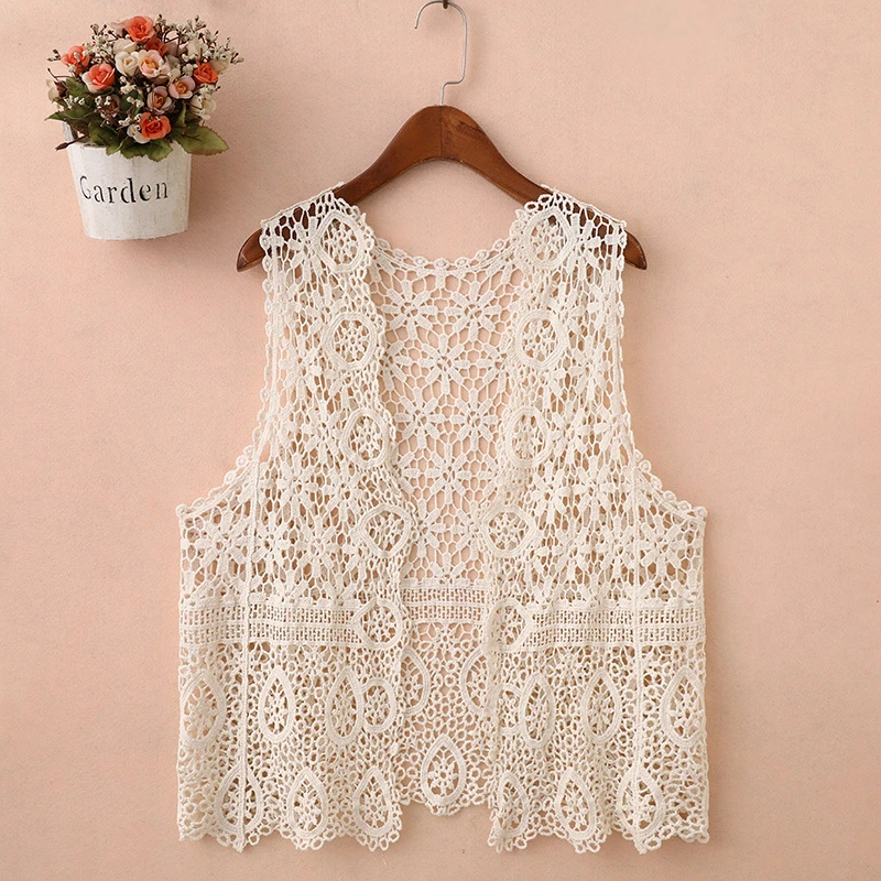 外搭镂空马甲夏季时尚针织上衣无袖开衫宽松型女装马夹薄款小坎肩