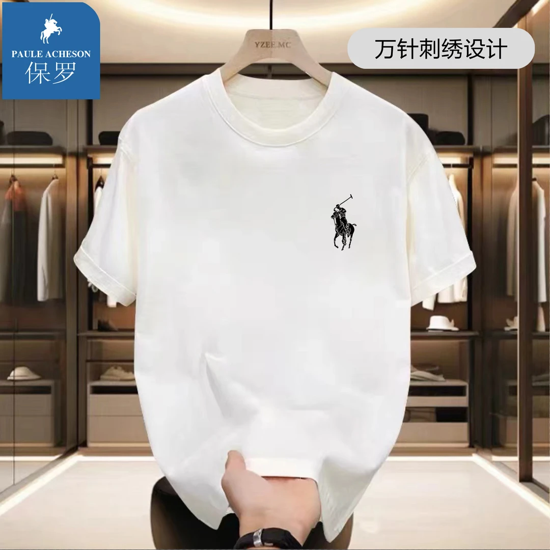 保罗·艾奇逊万针刺绣潮流时尚情侣款纯棉短袖T恤