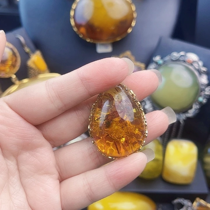 琥珀银S925镶嵌裸石