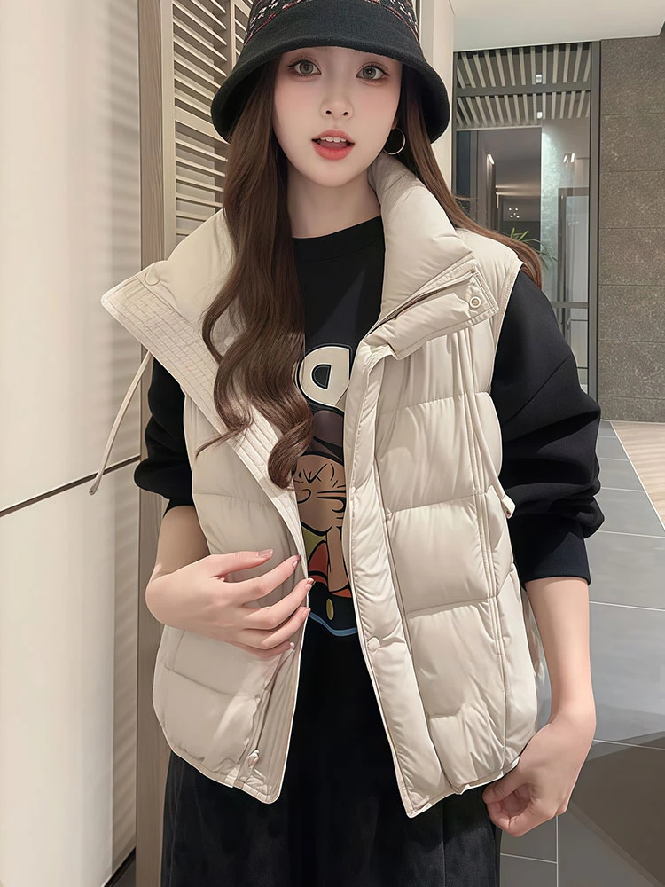 羽绒马夹女2025秋冬季新款韩版设计感立领白鸭绒外穿马夹外套女款