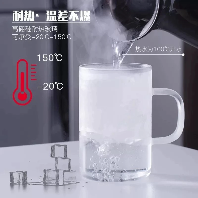 （2个装）B05-400ml耐热透明款把杯高硼硅玻璃透明杯喝水杯