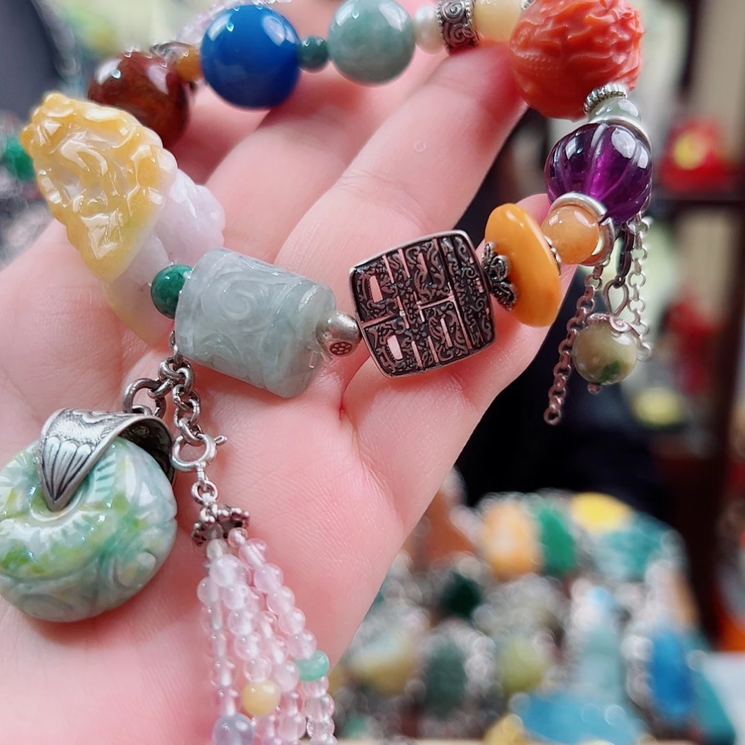 翡翠未镶嵌手链国风