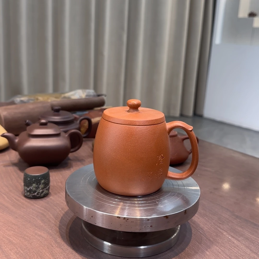 彩***朵茶壶紫砂红降坡盖杯