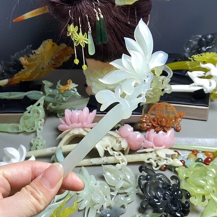 岫玉未镶嵌发簪发簪